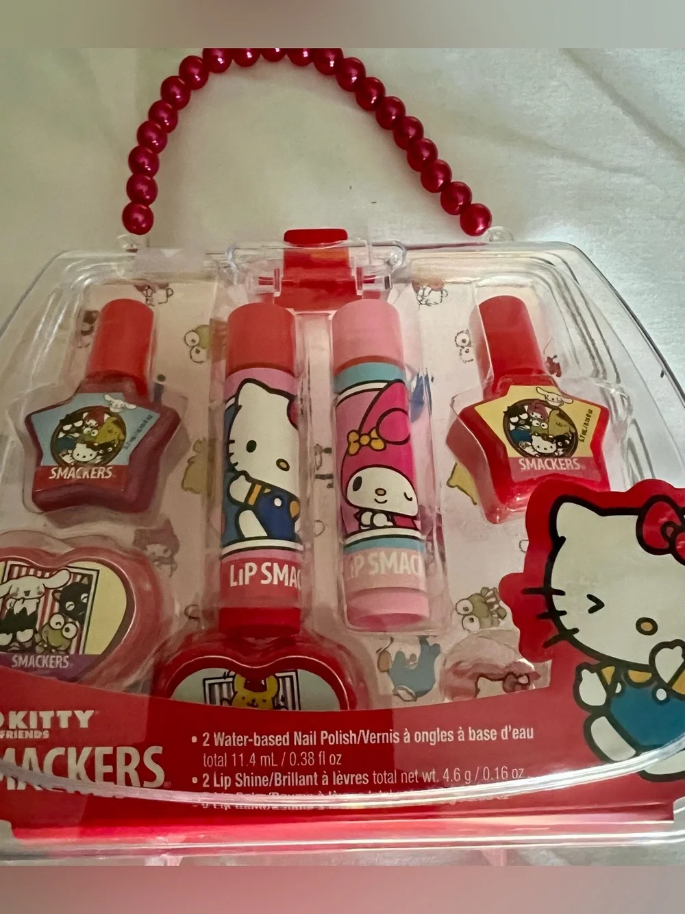 Hello Kitty Red & Pink Lip Smackers and Nail Polish Set